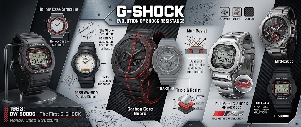 Від DW-5000C до Carbon Core Guard: як технології G-SHOCK змінювалися понад 40 років