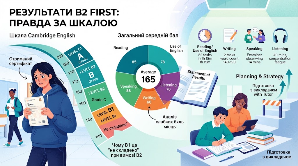 Незданий B2 First теж дає сертифікат. Як читати шкалу Cambridge, щоб результат не здивував
